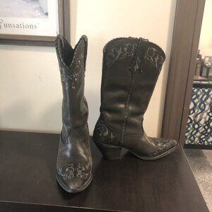 DURANGO CRUSH Size 6.5M Black Embroidered Cowboy Boots 12" Western Women